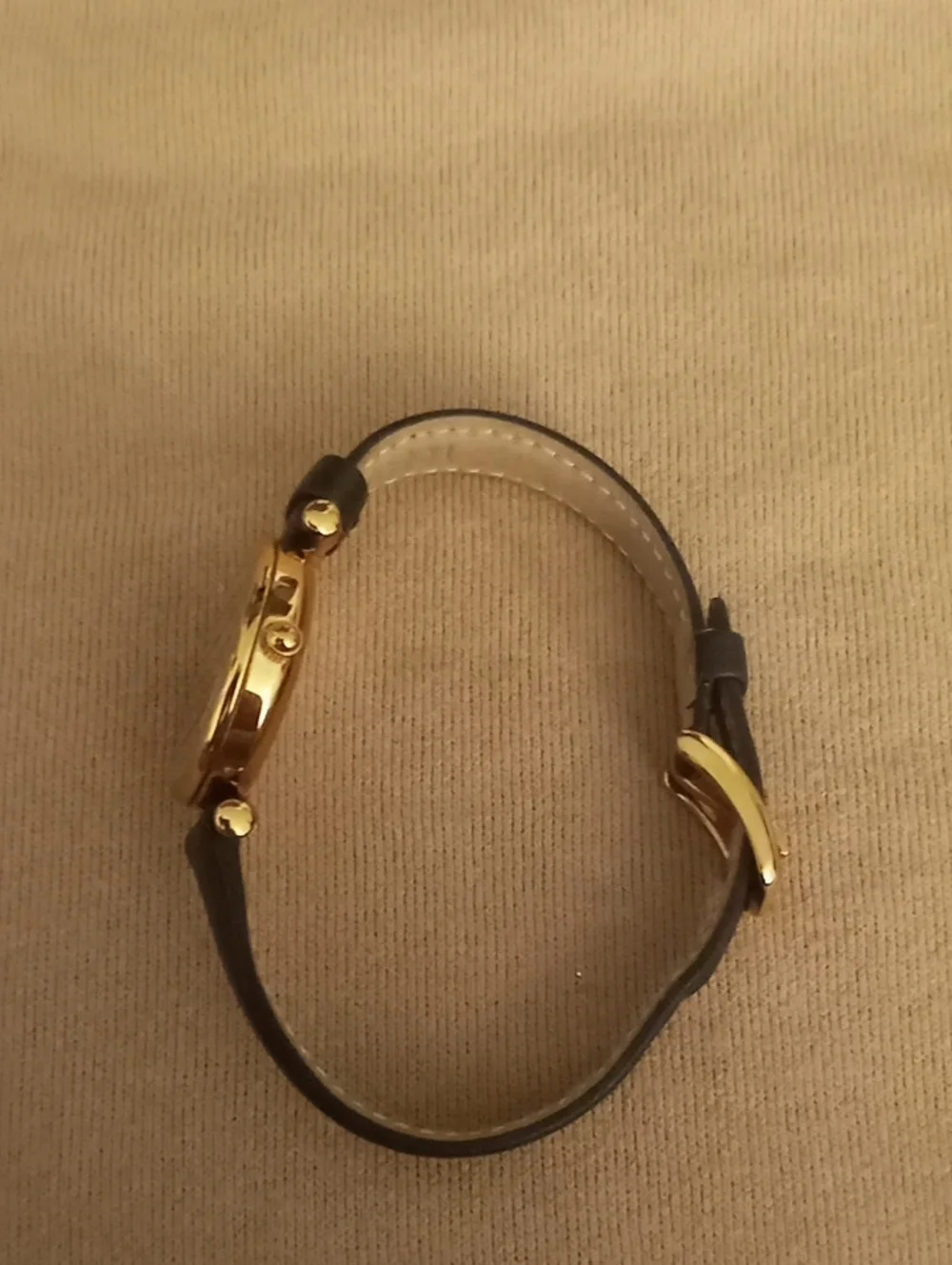 Fossil Rose Gold-Tone Case Black Leather Strap Watch with Dark Teal Dial